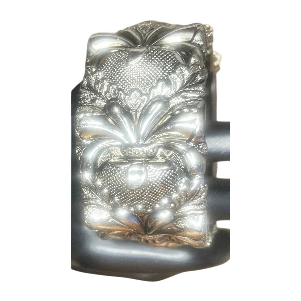 Vintage Vargas Silvertone Mesh Floral Bangle Bracelet